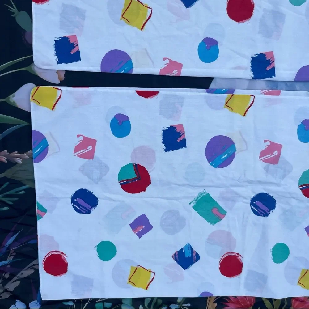 Vintage Colorful Abstract Springs Brand KING Size Pillowcase Set of 2 EUC 90's?